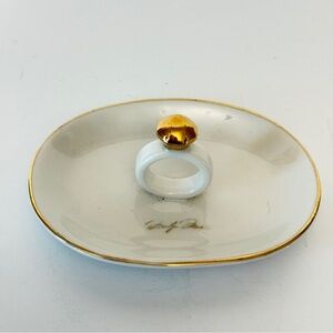 Gold and White Ring Holder